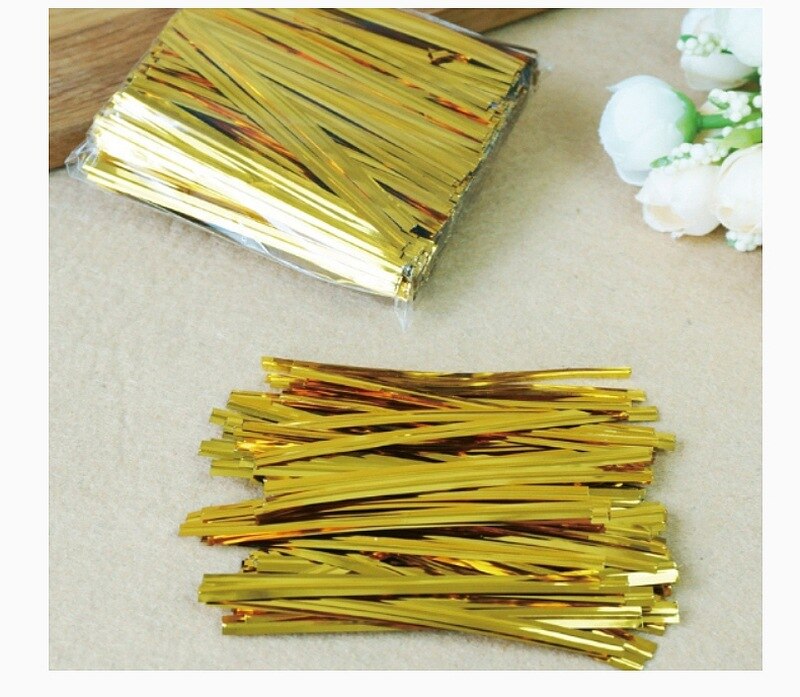 800 teile/paket Draht Metallic Twist Krawatten Für Cello Candy Tasche Stahl Backen Verpackung Ligation Lutscher Dessert Dicht Twist Krawatte