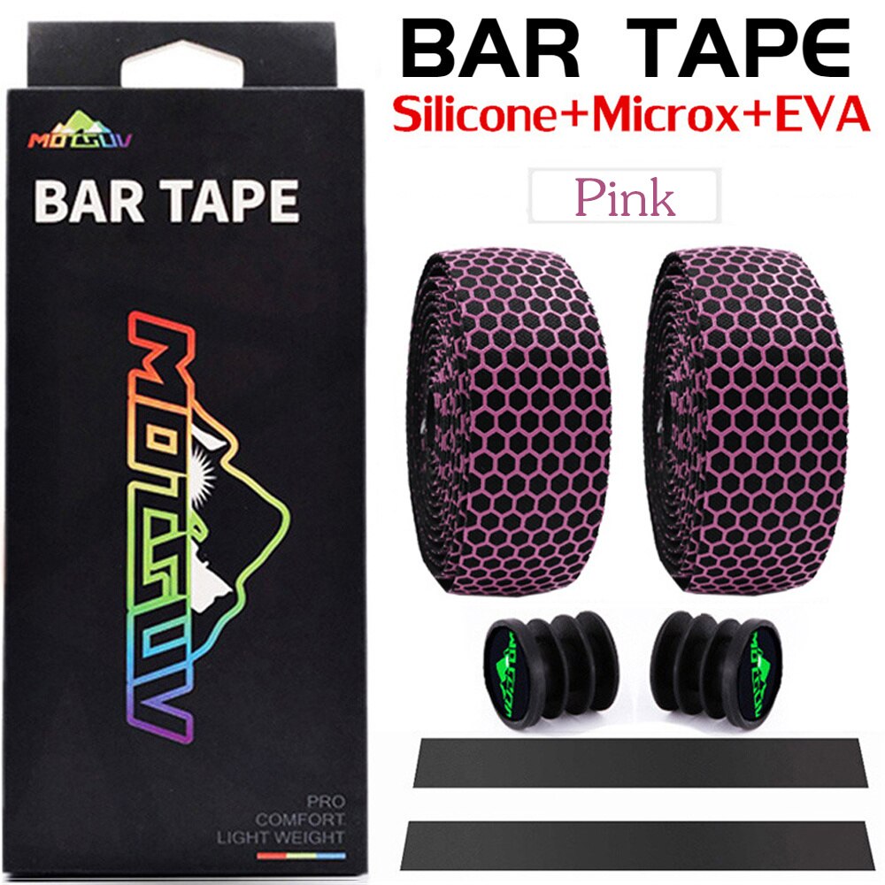 MOTSUV Bicycle Handlebar Tape Road Bike Silica Gel Tape EVA Soft Breathable Bike Bar Tape Fixed Gear Belt Bicycle Accessories: Pink
