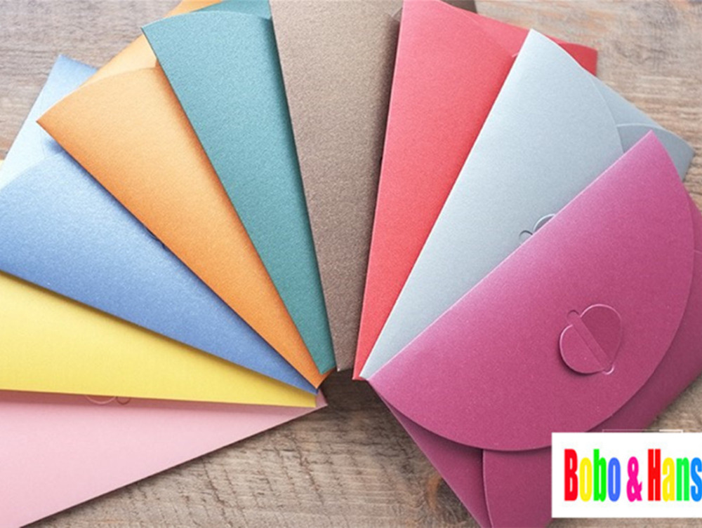 9 pcs/lot colors style Heart designs Paper Envelope DIY Envelope