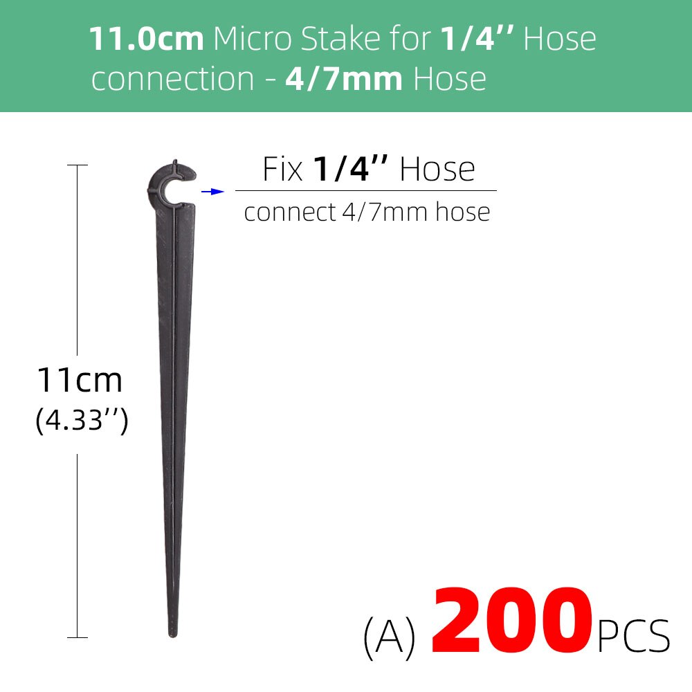 RBCFHI-estacas fijas de 1/4 '', 3/8'', 16MM, 20MM para manguera de PVC PE de 4/7mm, 8/11mm, estacas de anclaje de retención de riego por microgoteo: Ax200pcs