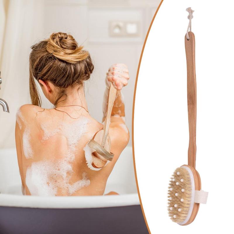 3pcs Dry Body Brushing Set Natural Bristle Bamboo Handle Shower Bath Brush