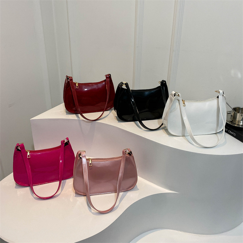 PU Leather Solid Color Small Square Bag Single Shoulder Armpit Handbag Women's Casual Commuting Bag Korean Style