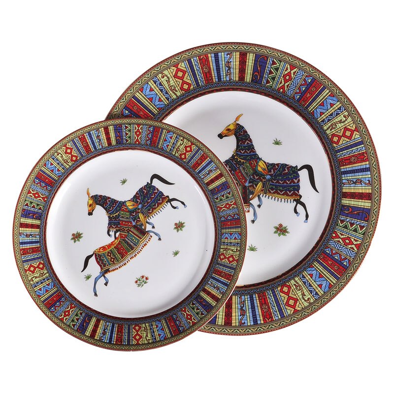 Luxury Porcelain Horse Dinner Plates Bone China Serving Dishes Kitchen Tableware Ashtray European Coffee Cup Saucer