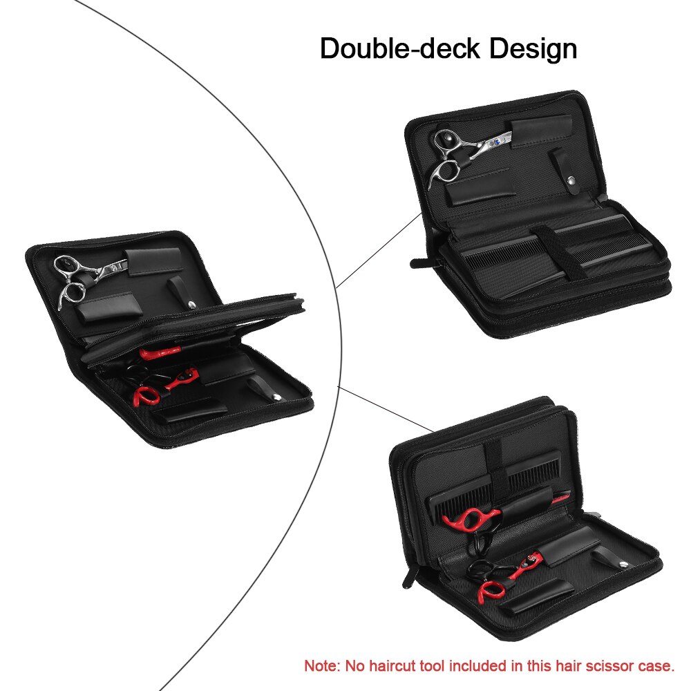 Étui noir à Double couche pour ciseaux de coiffure, sac à ciseaux de coiffure, étui de Salon de coiffure, Kit d&#39;outils de coiffure pour ciseaux