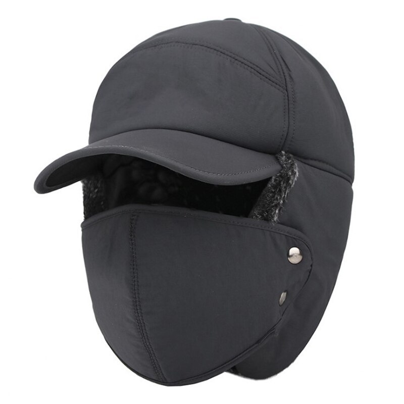 Chapeau coupe-vent en fourrure pour hommes et femmes, casquette à rabat d'oreille bombardier, casquette Anti-neige équipement de plein air en coton, hiver: gray
