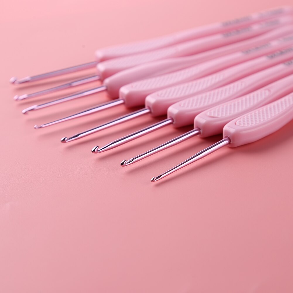 8Pcs Crochet Hook Set Plastic Handles Aluminum Knitting Needles Weave Craft Yarn Crochet Needles Knitting Sewing Tool 29