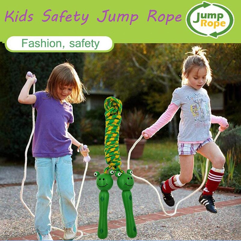 Kids Springtouwen Mooie Cartoon Springtouw Met Houten Handgrepen Gevlochten Wirwar Touw Fitness Sport Springtouwen