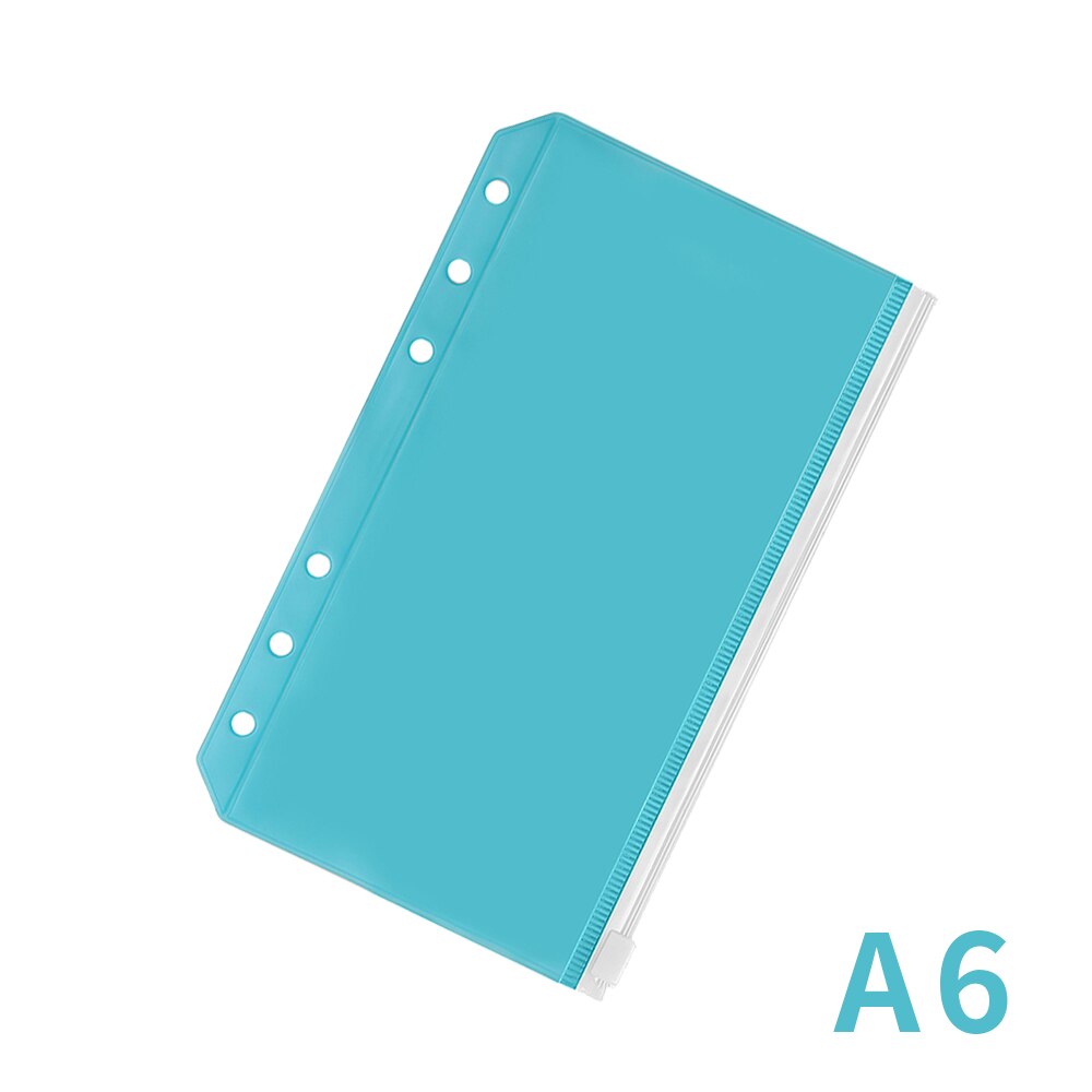 2pcs PVC A5/A6 Binder Pockets File Folder 6-Ring Loose Leaf Pouch Reports Binder Zipper Folders Office Document Organizers: A6 blue