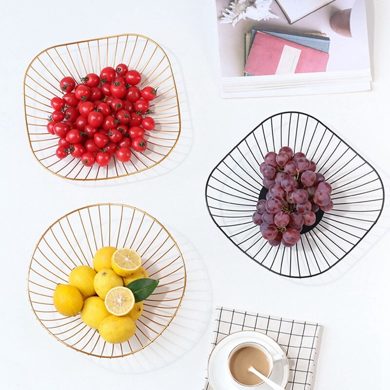 Nordic Metal Wire Countertop Fruit Bowl Basket Tray Table Decoration Metal Simple Fruit Tray