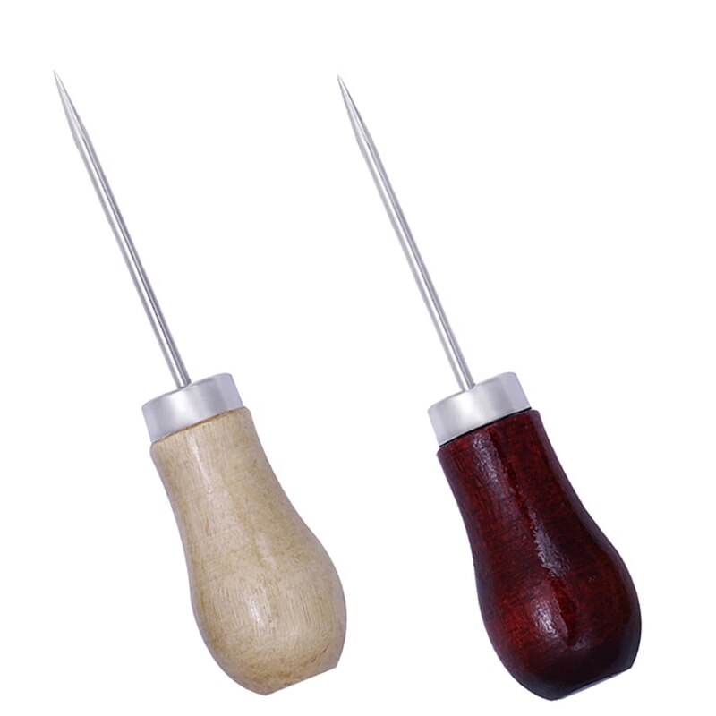 KAOBUY-punzón con forma de calabaza, herramienta para perforar mango de madera, tela artesanal de cuero, mango de madera, rascador, punzón para trabajo de cuero