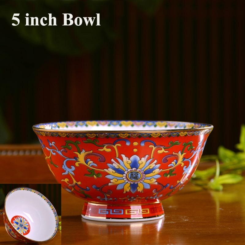 4.5/5/6/8 Inch Vintage Chinese Traditie Keramische Servies Soep Rijstkom Jingdezhen Bone China Ramen Bowls Salade mixing Bowls: J (1PC 5inch Bowl)