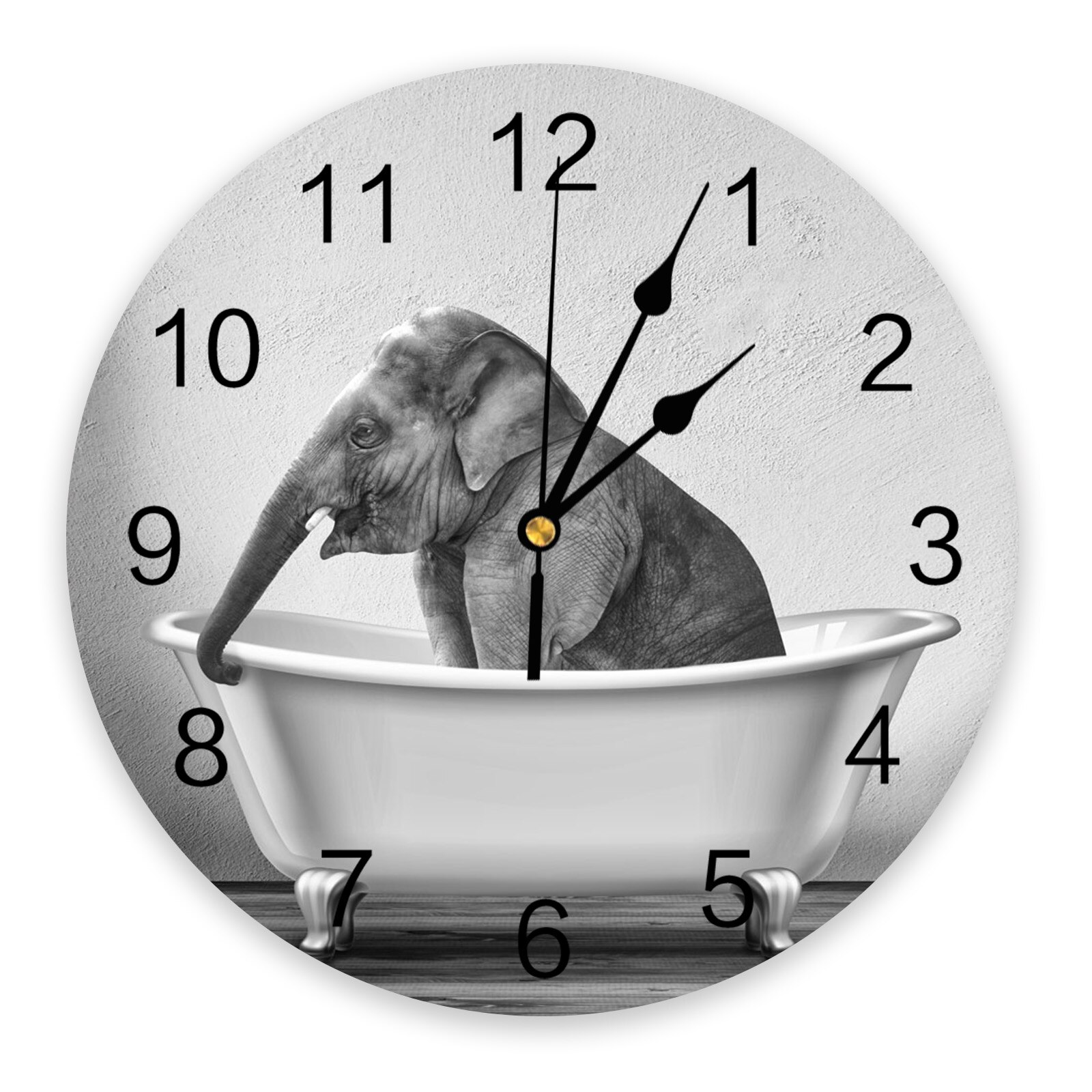 Bathtub Animal Tiger Black White Wall Clock Home Decor Bedroom Silent Oclock Watch Wall Digital Clock Wall Clock Modern: HZF02048CKAZ1