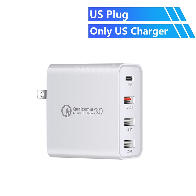 48W Schnell Ladegerät Typ C USB PD Ladegerät Für iPhone 11 Pro Max XS MacBook Handy Typ-C zu USB-C EU UNS UK Stecker Adapter Wand: US Charger White