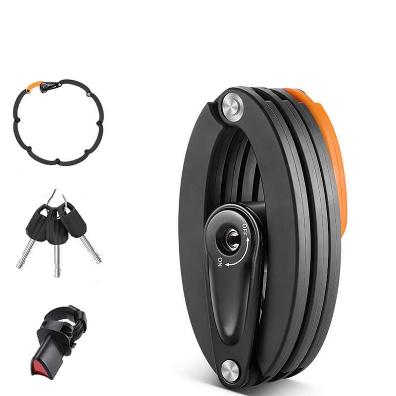 Anti Theft Bike Lock High-Security Lock Waterproof Foldable Alloy Steel Bicycle Frame Lock With Reflective Bracket And 3 Keys
