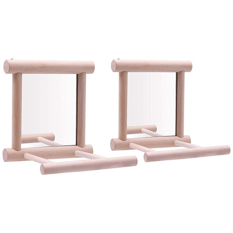 2 Packs of Finch Parrots with Swaying Bird Mirror Bird Perch Standing Pole: Default Title