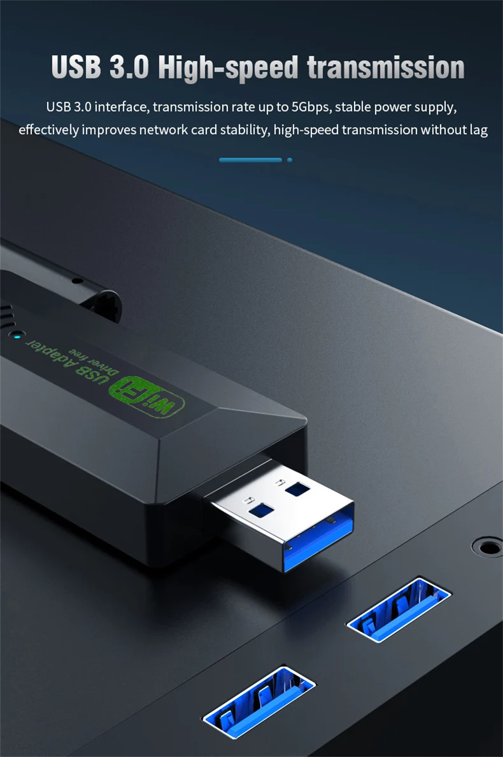 1200Mbps WiFi USB Adapter Dual Band 2.4G 5Ghz Wi-Fi Dongle With 4 Antenna USB3.0 High-Speed Wireless Card Receiver For PC Laptop