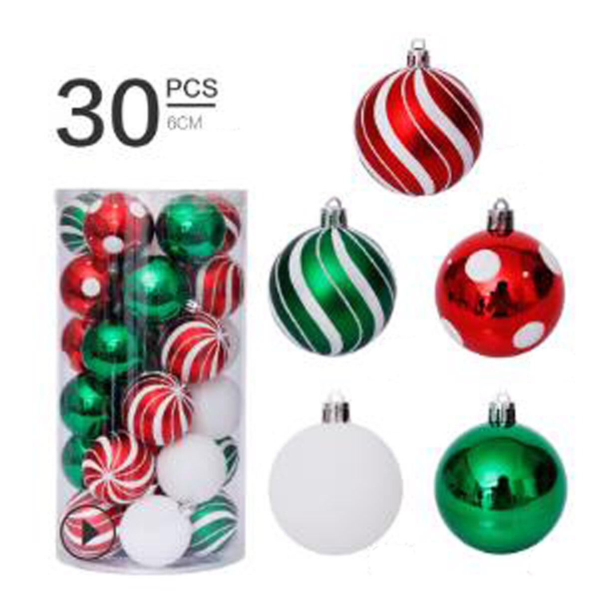 Ornamentos de plástico transparente para bolas, 6 cm, 30 peças, cor de bola de natal, decoração para casa, festa, mercado de natal, pingente de árvore: 3
