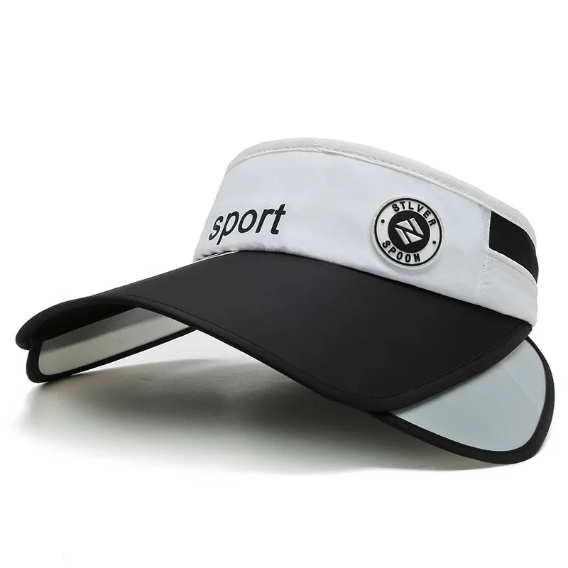 Frauen Sommer versenkbare Krempe leeren Zylinder verstellbaren Buchstaben Sonnenblende Kappe im Freien lässig Anti-UV-Strand Sport Baseball kappe: Black