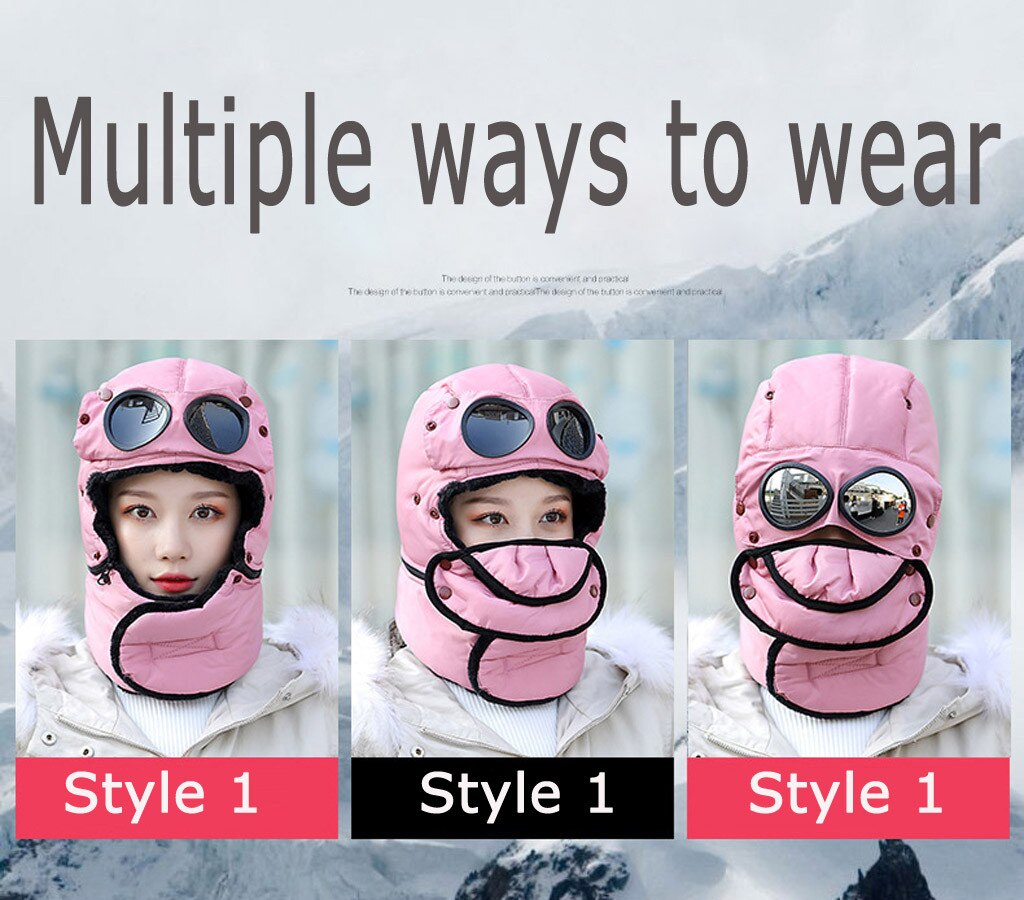 Winter Balaclava Beanie Hat Female For Women Men Face Mask Bonnet Windproof Thick Warm Snow Ski Winter Hat Cap Earflap#g30