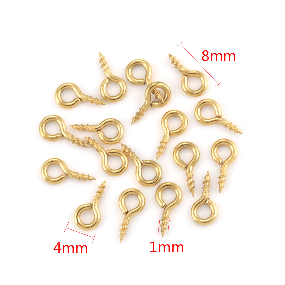 50 stuks kleine kleine mini schroef oogpinnen voor sieraden maken parel kralen oogjes sluitingen bevindingen DIY roestvrijstalen oogpinnen met schroefdraad: Rood