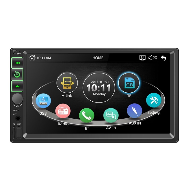 2 Din Autoradio 7 Inch Speler Mp5 Druk Screen Bluetooth Multimedia Fm Aux Usb Sd-kaart Hd Speler Mp5: Default Title