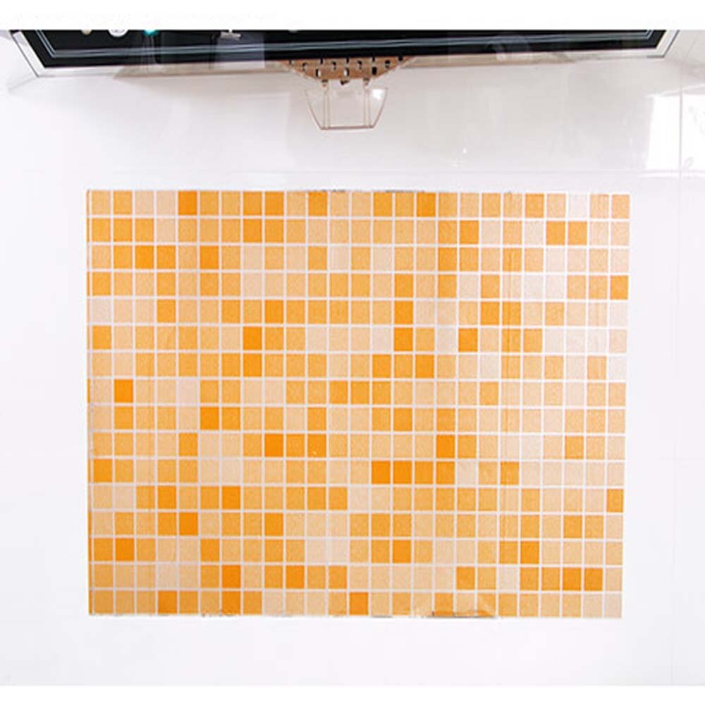 Vandtætte fliser mosaik væg klistermærke køkken badeværelse toilet adhensive anti-olie pvc tapet varmebestandighed vægindretning #30: Orange