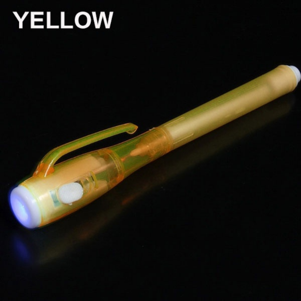 STONEGO lumineux magique marqueur Invisible led lampe UV stylo à bille Stonego message secret stylo magique: YELLOW