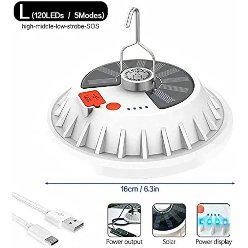 30W LED Solar Camping Lamp USB Charge Afstandsbediening Lantaarn Draagbare noodgeval voor avondmarkt Outdoor Garden Yard Light