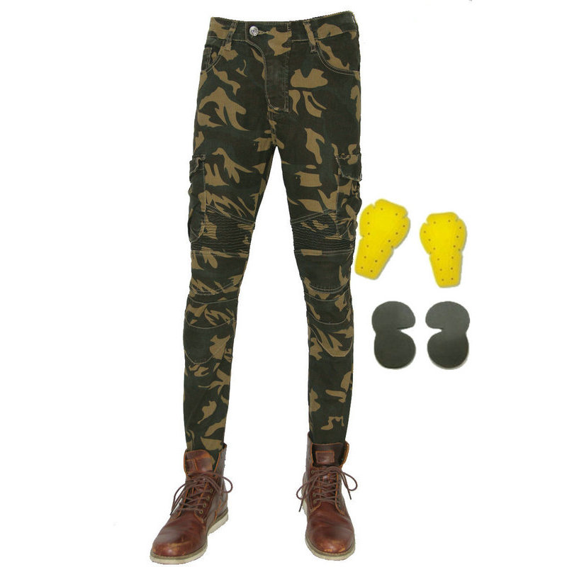 Motorcykel ridebukser volero camouflage beskyttende jeans lokomotiv ridder dagligt løse lige bukser camo farve: Bukser og ypads / Xxxl