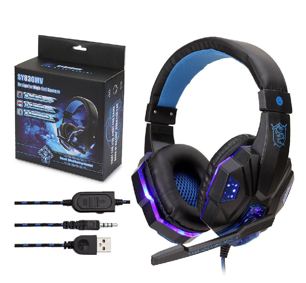 Bedrade Oortelefoon Gaming Headset Usb Lichtgevende Gamer 3.5Mm + Usb Stereo Hoofdtelefoon Folding Headset Voor PS4-Laptop-Switch