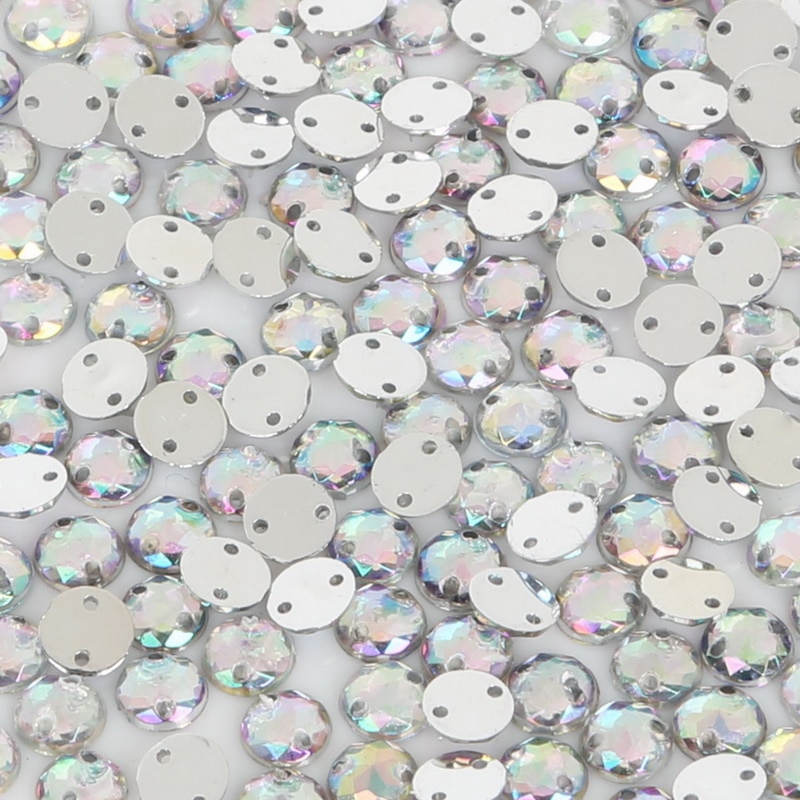 200 Stuks 6mm Acryl Crystal Naaien Strass 2 Gaten Zilveren Plaksteen Voor Dansen Jurk/Kleding Schoenen/ bruiloft Decoratie