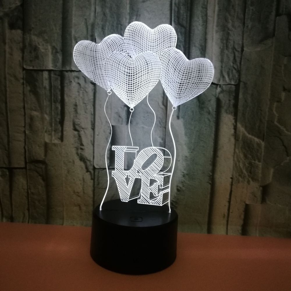 Valentines Day For Girlfriend 7 Color Change 3D Hologram Love Heart Lamp USB Acrylic Lights Anniversary Wife: A