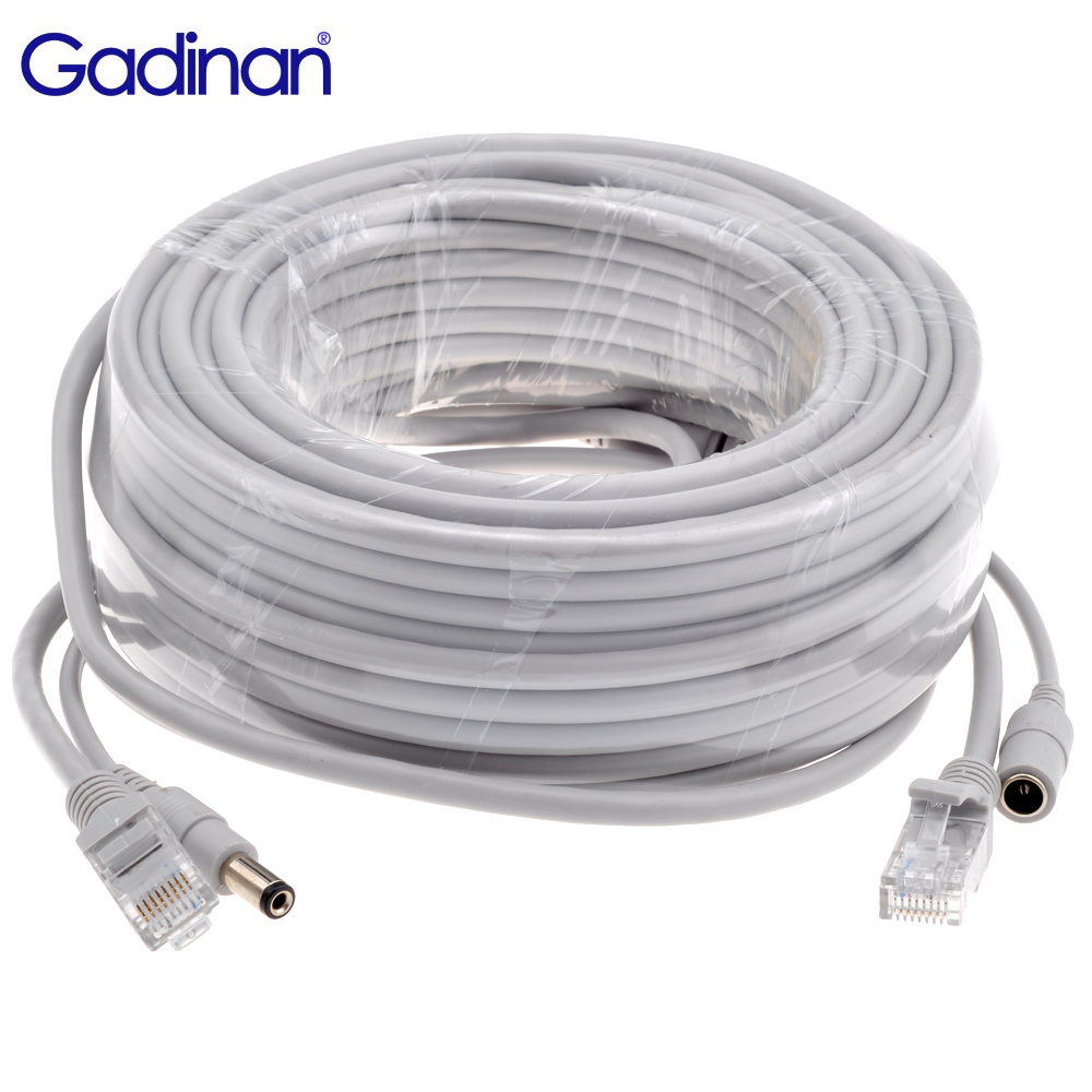 Cable Ethernet Gadinan CAT5/CAT-5e 5M/10M/15M/20M/30M Cable Lan de red CCTV para sistema de cámaras IP Cable RJ45 + alimentación CC