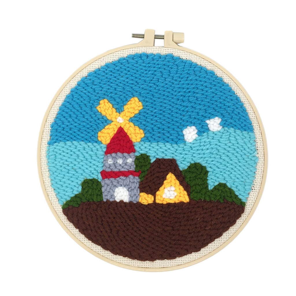 DIY Punch Needle Starter Kits with Basic Tool DIY Needlework - Cartoon Pattern: Windmill