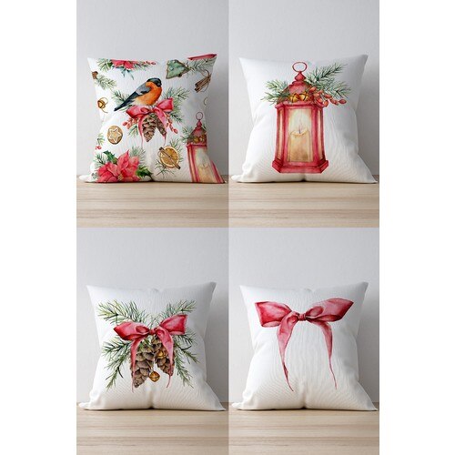 Double Side Printed Year patterned 4'lü Pillow Kilifi-pillow Decorate case