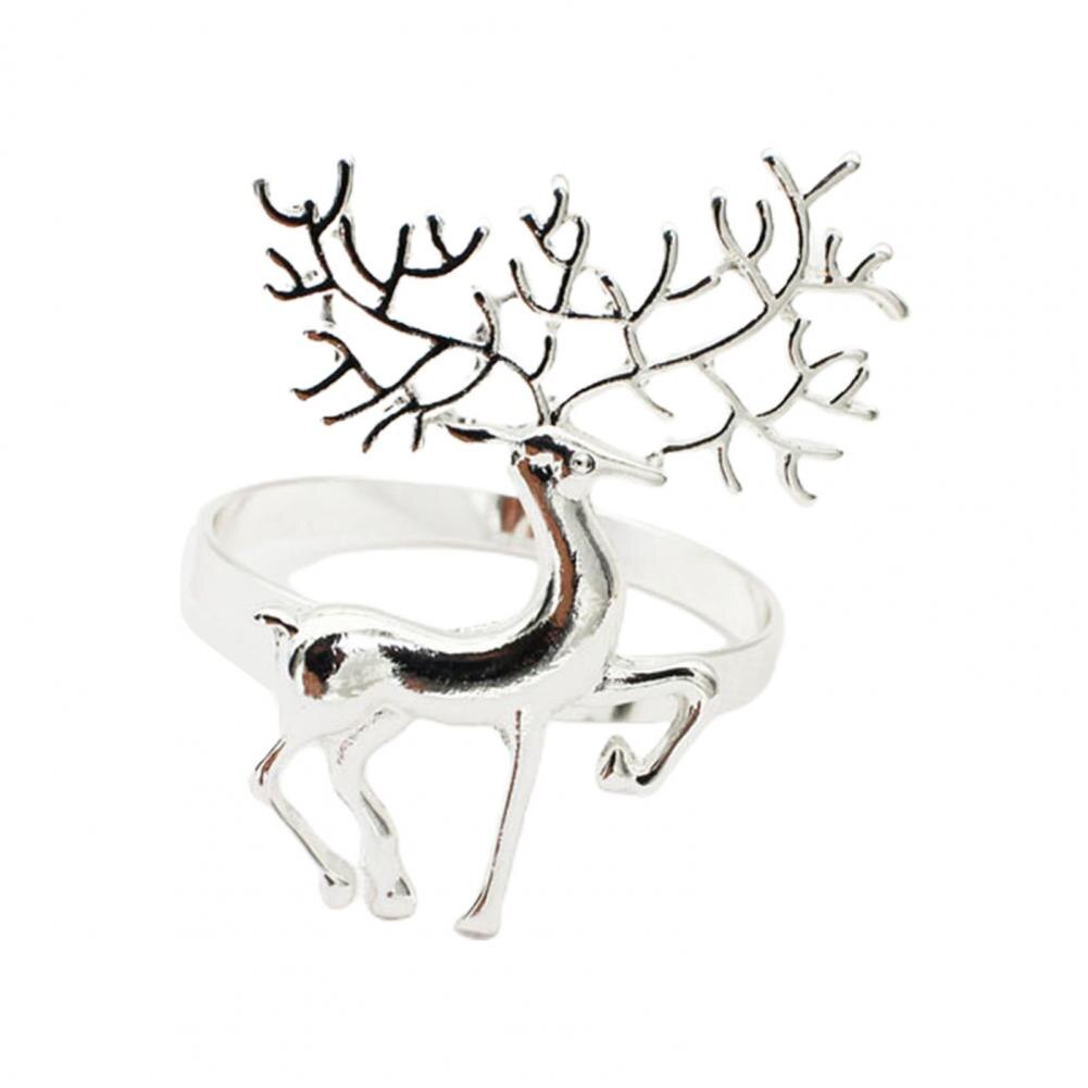 Napkin Ring Anti-Rust Dinning Towers Napkin Buckle Reused Napkin Holder Ring Delicate Xmas Deer Napkin Holder Ring: Silver