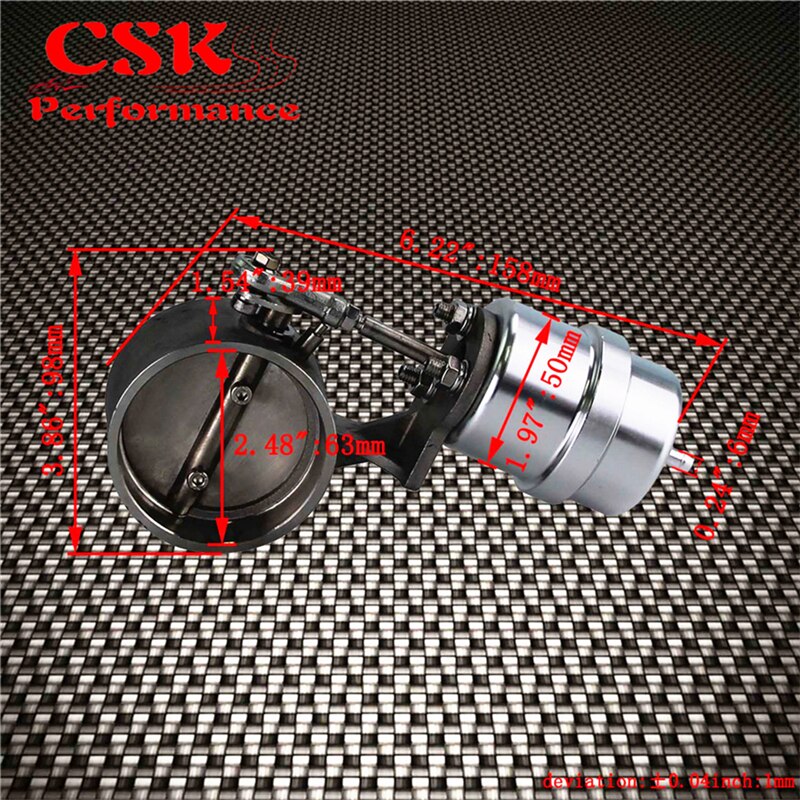 2.5" 63mm Exhaust Control Valve Set Vacuum Actuator Closed Style Cutout Downpipe