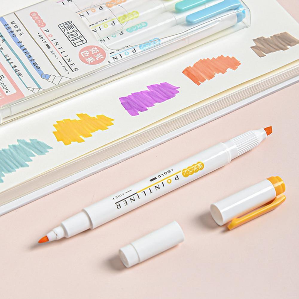 Double-ended Highlighter Multicolor Pens Fluorescent Pen Cute Art Drawing Mark Pen School Stationery