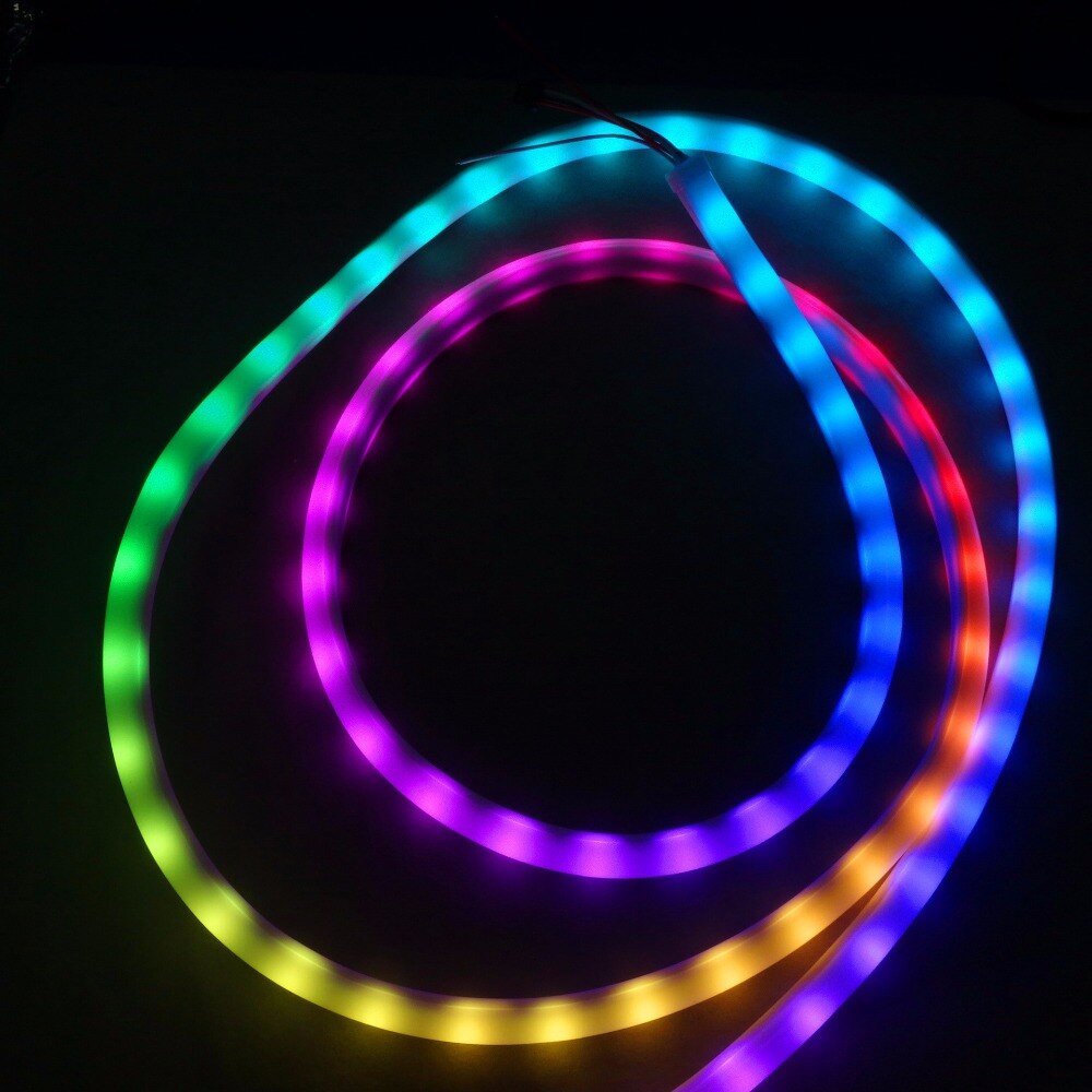 2.5m DC12V WS2811 led neon pixel light,RGB full color;60leds/m with 20pixels/m;waterproof in milky tube