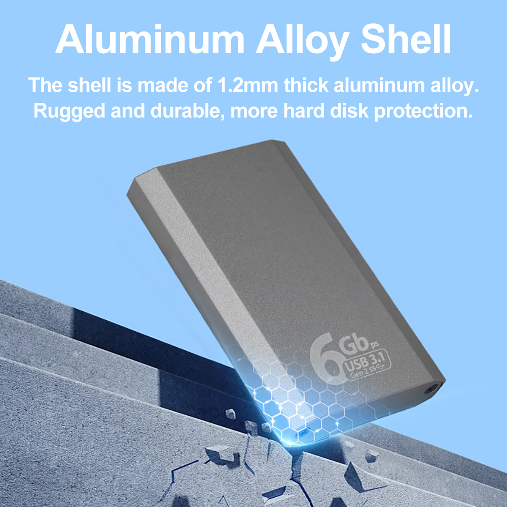 mSATA to USB 3.1 Gen2 6Gbps SSD Enclosure Adapter Strong Case with Type C Port for mSATA Internal Solid State Drive Hard Drive