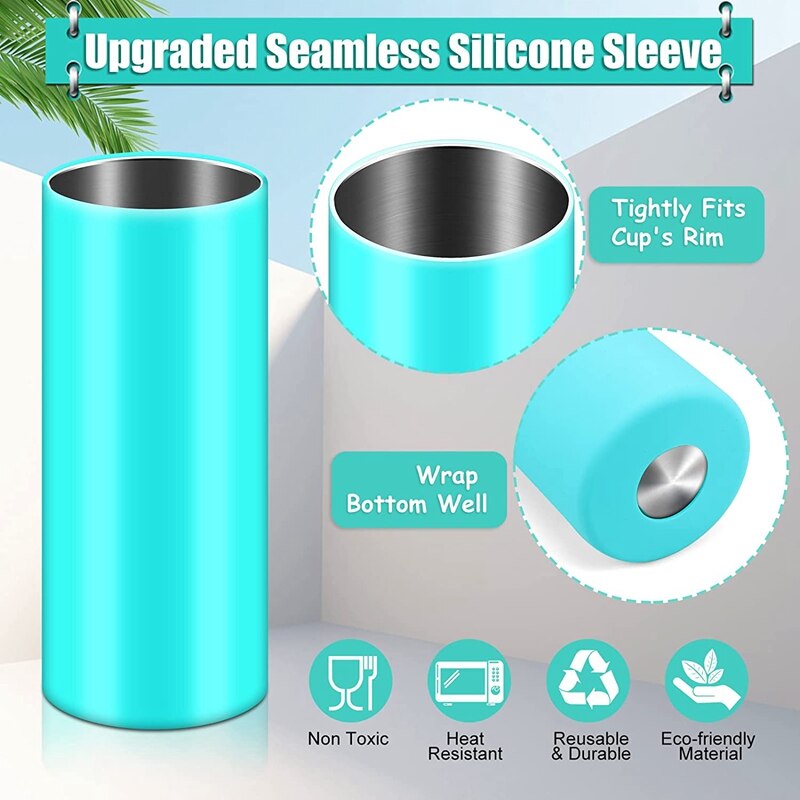 Silicone Wraps for Seamless Sublimation Tumblers 20Oz Silicone Sublimation for Straight Blanks Cup with Gloves