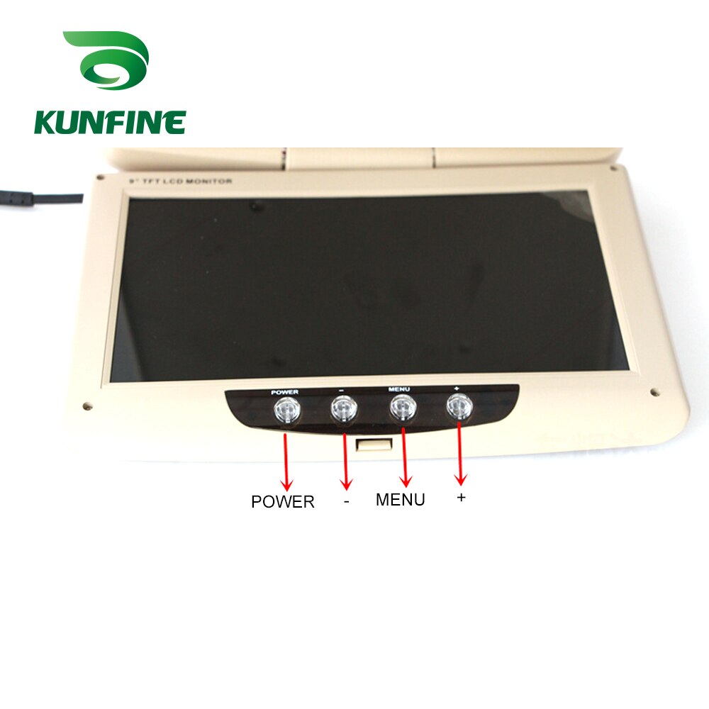 KUNFINE 9 Inch Car Roof Monitor LCD Flip Down Screen Overhead Multimedia Video Ceiling Roof mount Display