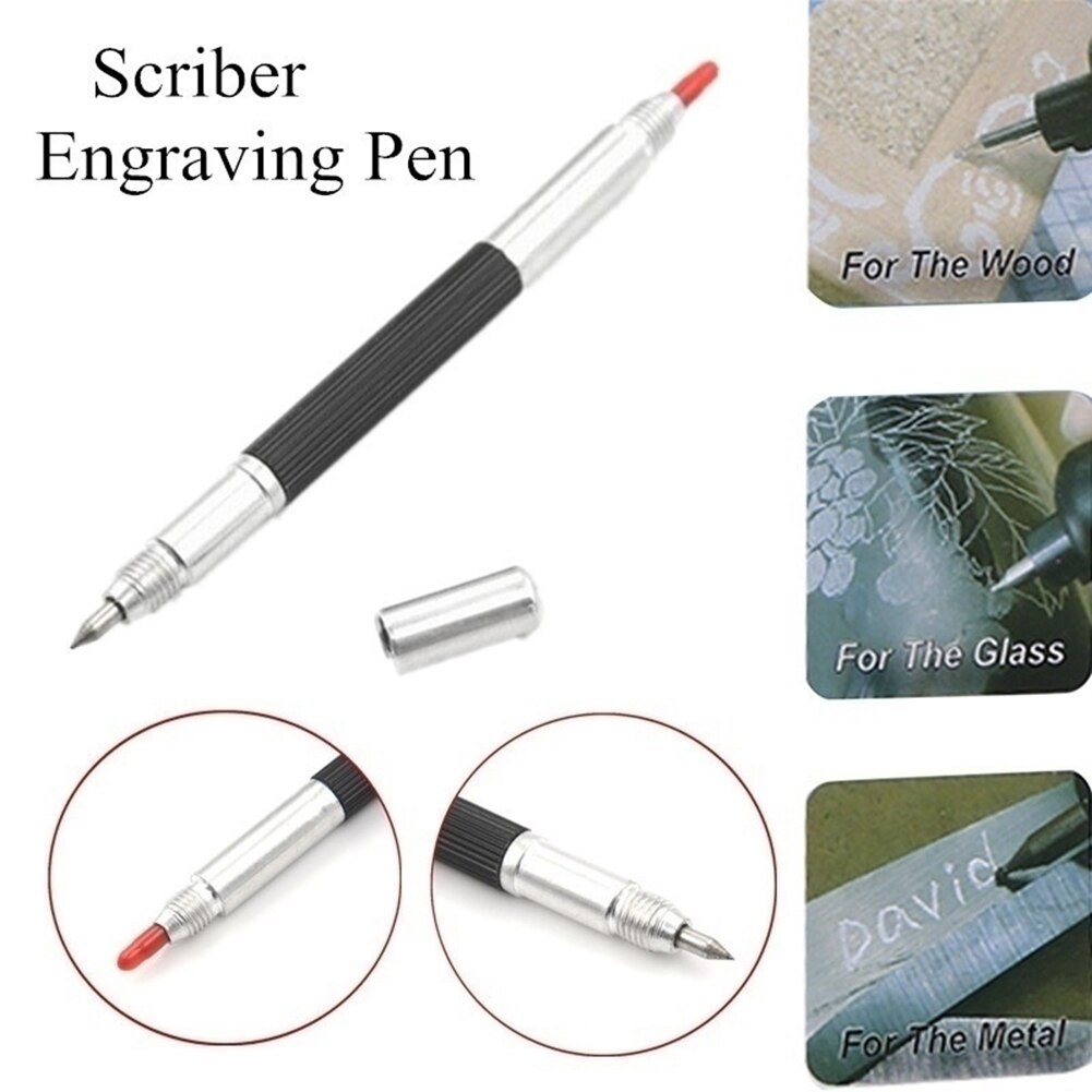 Carbide nib drawing needle double-headed etching engraving pen marking engraving tool with cover for glass ceramic metal