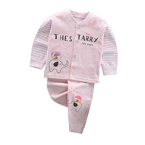9-24M Baby Sleepwear Pajamas Set Baby Boys Girls Cotton Nightwear V Collar Sleep Set for Kids Pajamas: Pink / 24M