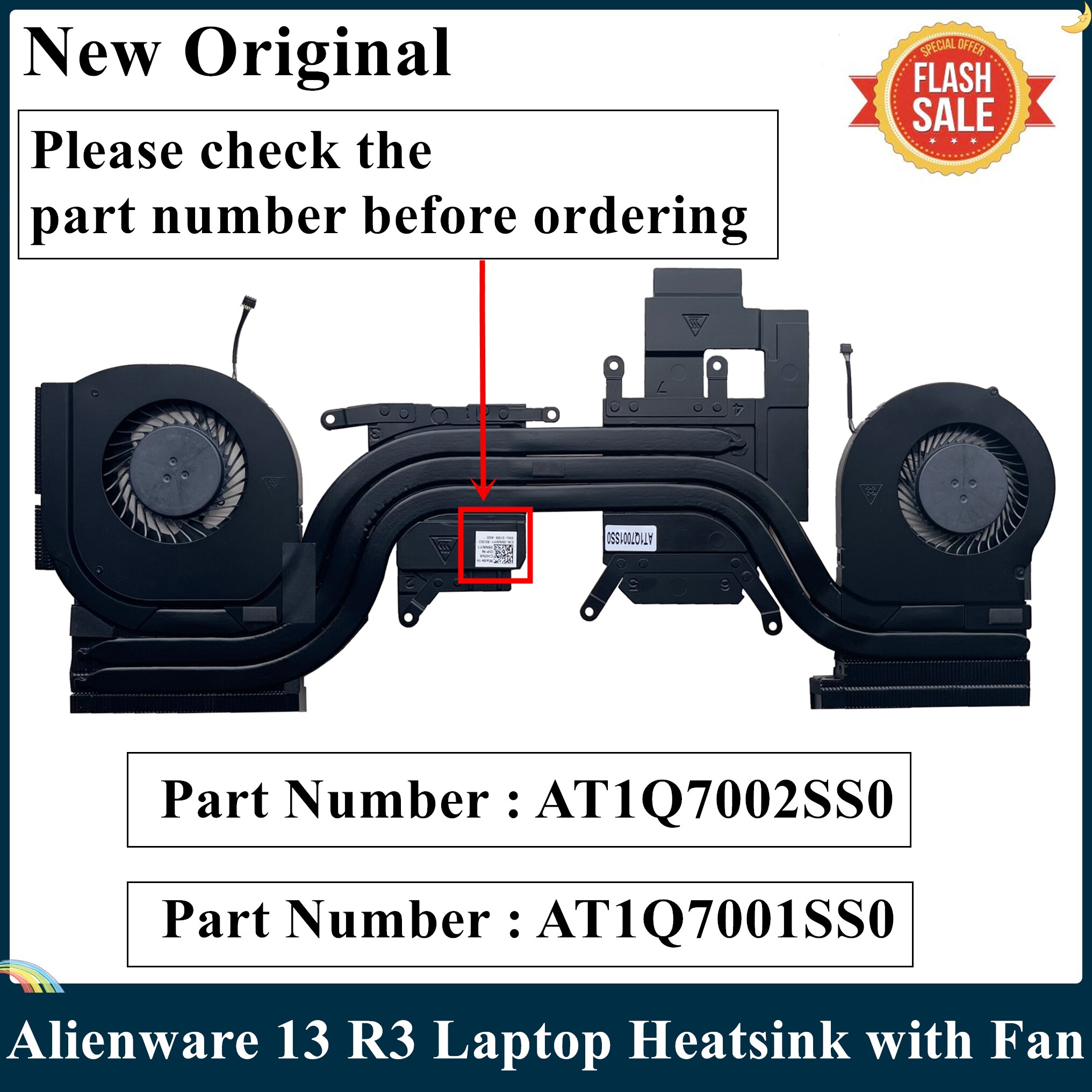 LSC Original For DELL Alienware 13 R3 Laptop Heatsink With Fan AT1Q7002SS0 AT1Q7001SS0 CN-0MTCH7 MTCH7 CN-09NNY1 CN-05H8Y5