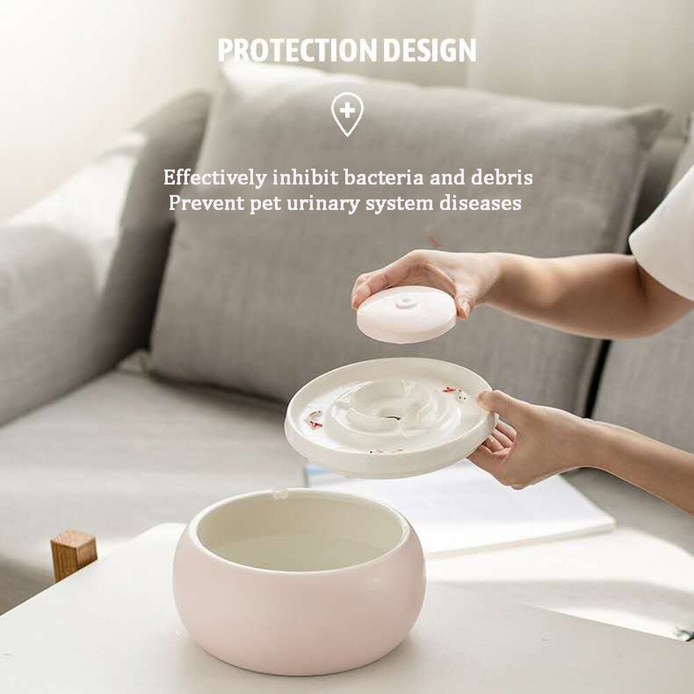 1.8L Ceramic Cat Drinking Water Fountain For Cats Dogs Drinking Bowl Electric Automatic Cat Water Fountain Dispenser Pet Bowl