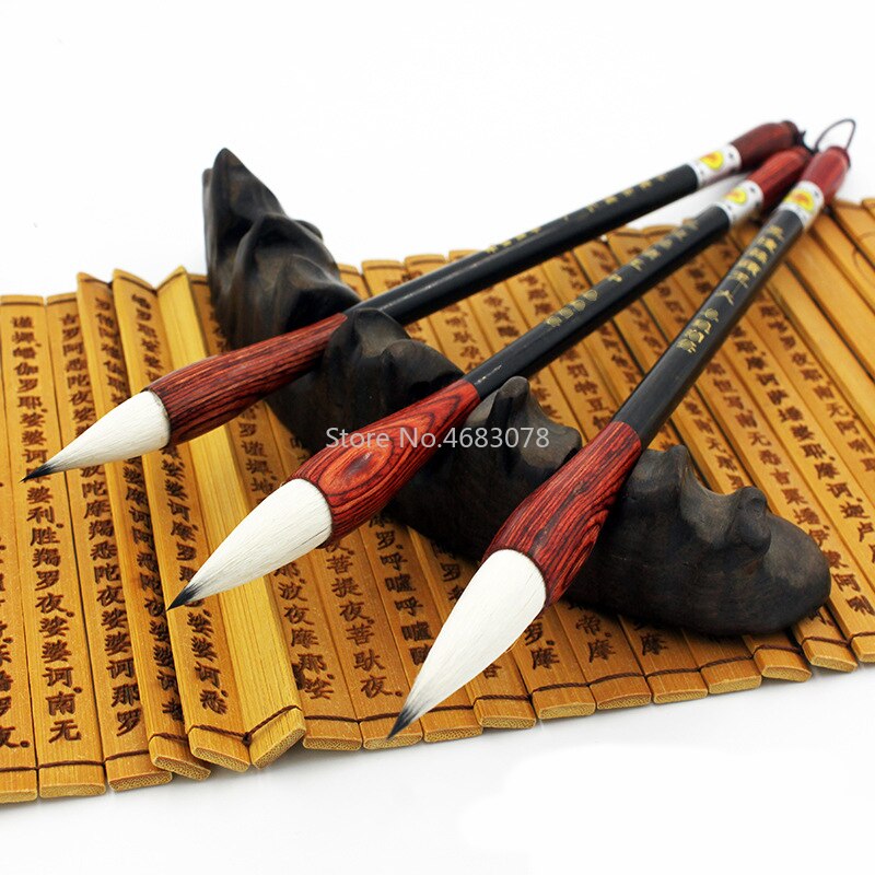3 Stck Woll Schriftlich Pinsel Chinesische Schreiben Stift Kalligraphie Pinsel einstellen Mittel Regelmäßige Skript bursh Für Kunst Zeichnung Malerei Supplie