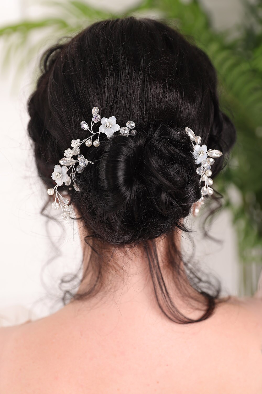 Blomma kristall pärlor strass silver huvudbonader hårnålar set fest bankett bröllop brud håraccessoarer för kvinnor
