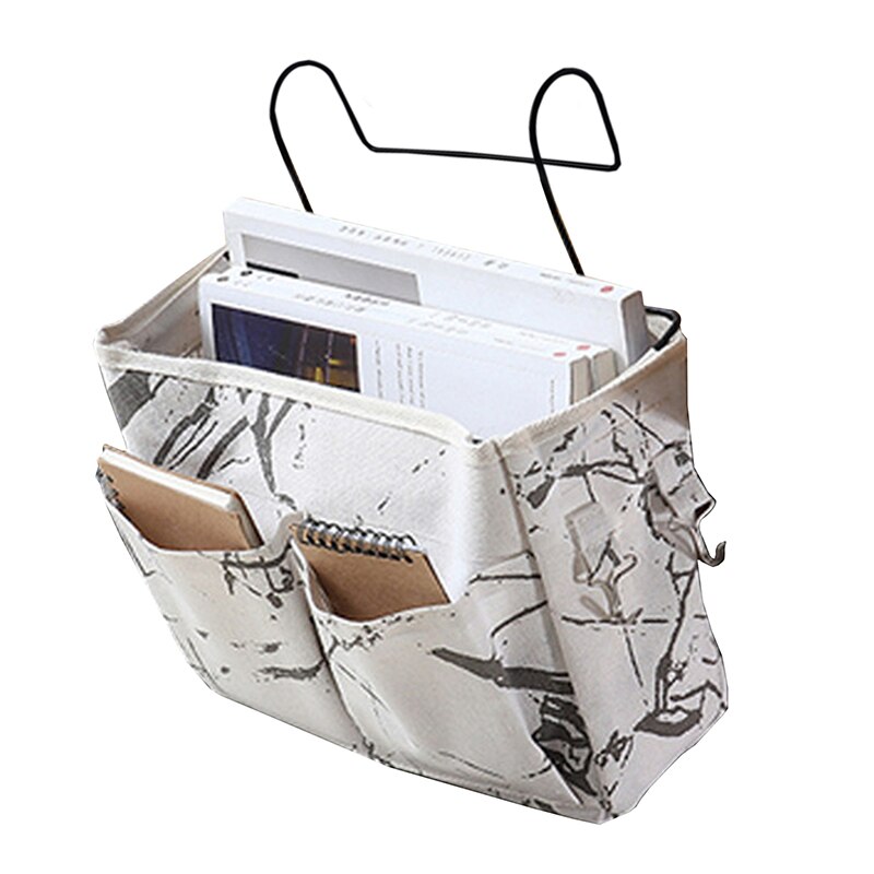 Bedside Hanging Organizer Pocket Storage Bag Wardrobe organizer Canvas Bedroom Bathroom Magazine tote Storage Organizador Pouch: N