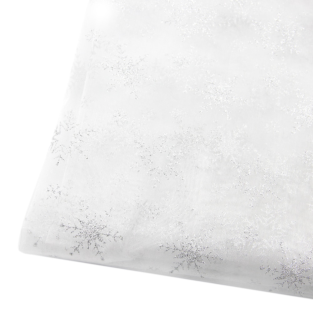 50*145 cm snöflingatryckt glittermetalliskt garntyg, handgjorda material för att sy tilda docka ,1 yc 803: 1044310001